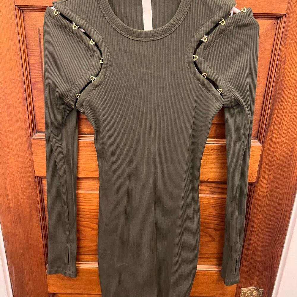 Dion Lee Organic Cotton Rib Hook & Eye Rib Mini Dress Shadow Green sz S $520 NWT - Picture 3 of 14